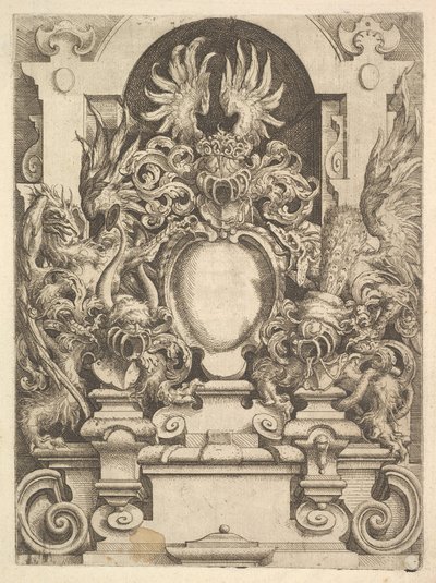 Projekt kartusza, płyta z Architektury Dietterlina, 1598. autorstwa Wendel Dietterlin the Elder