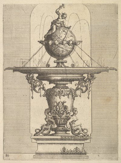 Projekt fontanny, tablica 80 z Architettury Dietterlina, 1598. autorstwa Wendel Dietterlin the Elder