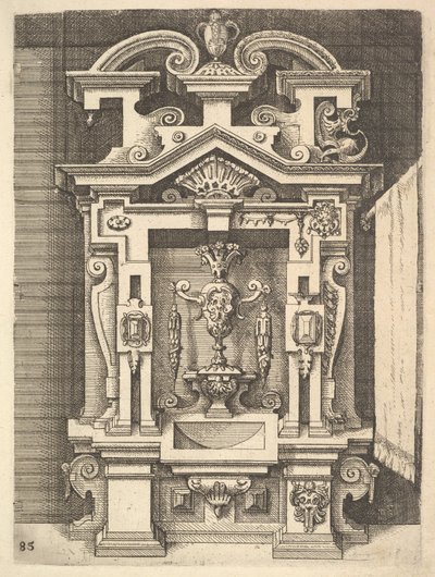 Projekt dla Lavabo, płyta 85 z Dietterlins Architectura, 1598. autorstwa Wendel Dietterlin the Elder