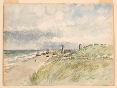 Rysunek, Brzeg w Kativigh, Holandia, 21 sierpnia 1887 r. autorstwa Whitney Warren Jr.