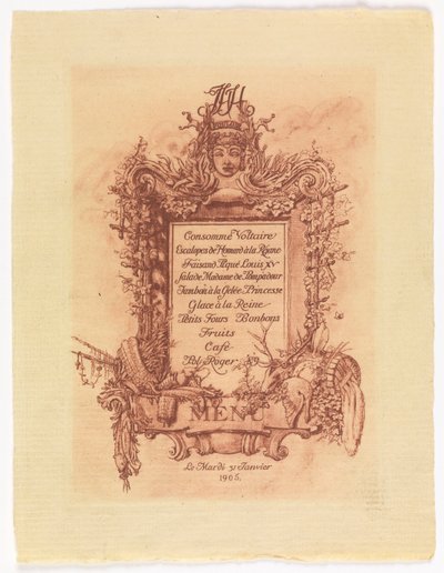 Menu na bal wydany przez Jamesa Hazena Hyde