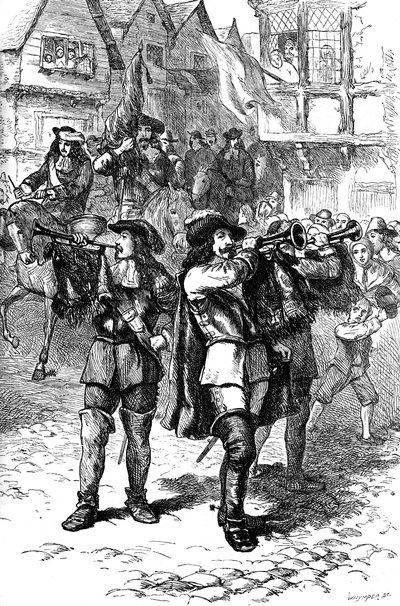 Jakub II proklamowany w Bostonie, 1685 c1880 autorstwa Whymper