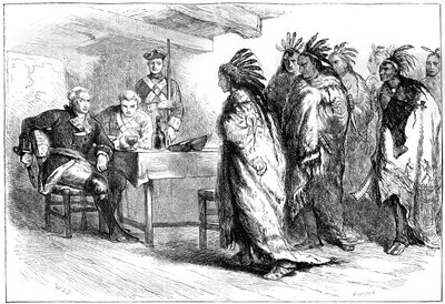 Wizyta Pontiaca i Indian u majora Gladwina, 1763-1880. autorstwa Whymper