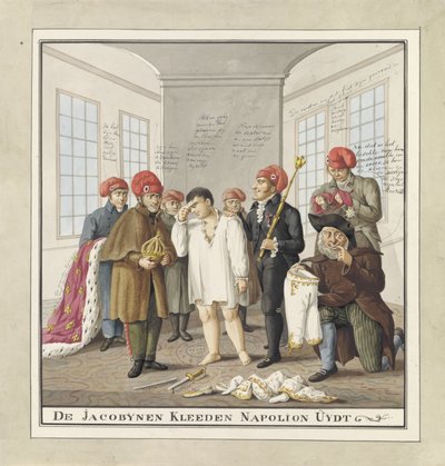 Napoleon rozebrany do naga przez jakobinów, 1815 Sukno jakobińskie Napolion Uijdt (tytuł na obiekcie) autorstwa Wijnand Esser