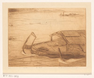 Zacumowany statek w Kali Mas w Surabaya Rzeka (tytuł oryginalny) autorstwa Wijnand Otto Jan Nieuwenkamp (signed by artist)