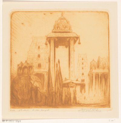 Wewnętrzny dziedziniec świątyni w Indiach Brytyjskich W świątyni (tytuł oryginalny) autorstwa Wijnand Otto Jan Nieuwenkamp (signed by artist)