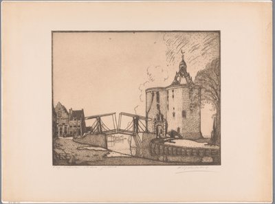 Widok Drommedaris w Enkhuizen Enkhuizen, Dromader (oryginalny tytuł na obiekcie) autorstwa Wijnand Otto Jan Nieuwenkamp (signed by artist)