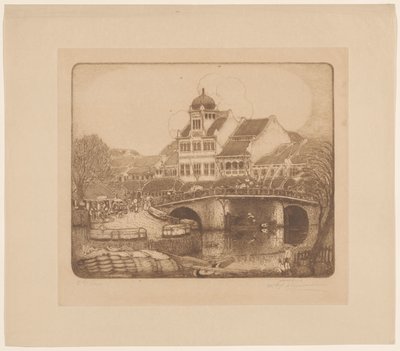Budynek biurowy firmy Sluyters & Co. Kali Besar Batavia (tytuł oryginalny) autorstwa Wijnand Otto Jan Nieuwenkamp (signed by artist)