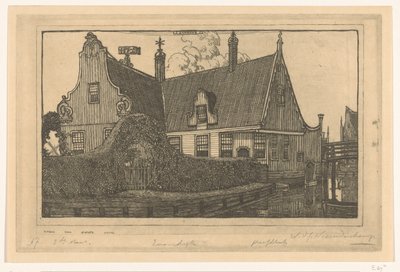 Drewniany dom na wodzie w Zaandijk Dom w Zaandijk (tytuł oryginalny) autorstwa Wijnand Otto Jan Nieuwenkamp (signed by artist)