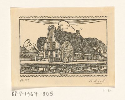 Dom z drewnianą fasadą nad kanałem w Edam Dom w Edamie (tytuł oryginalny) autorstwa Wijnand Otto Jan Nieuwenkamp (signed by artist)