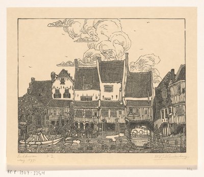 Domy w porcie Enkhuizen Port w Enkhuizen (oryginalny tytuł) autorstwa Wijnand Otto Jan Nieuwenkamp (signed by artist)