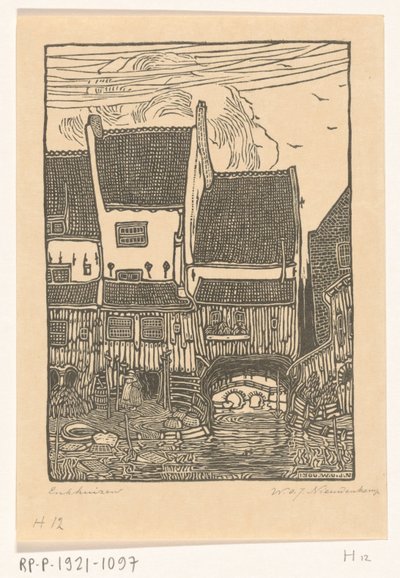 Domy w porcie Enkhuizen Stare domy, Enkhuizen (tytuł oryginalny) autorstwa Wijnand Otto Jan Nieuwenkamp (signed by artist)