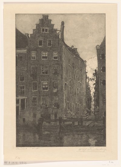 Domy na Damrak w Amsterdamie Nad Damrak (tytuł oryginalny) autorstwa Wijnand Otto Jan Nieuwenkamp (signed by artist)