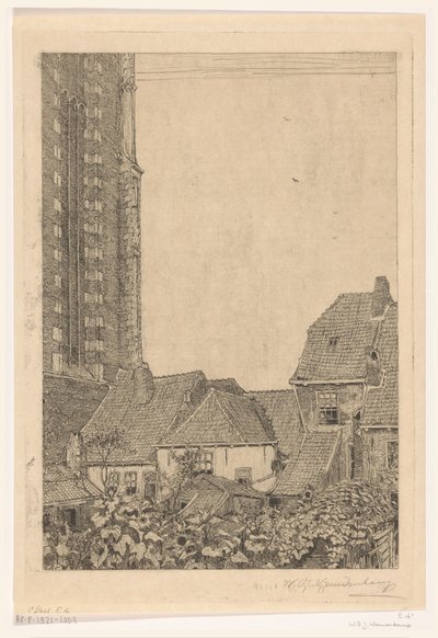 Domy w Onze-Lieve-Vrouwetoren w Amersfoort U stóp wieży (tytuł oryginalny) autorstwa Wijnand Otto Jan Nieuwenkamp (signed by artist)