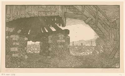 Dolna część młyna w Brugii Wiatrak w Brugii (tytuł oryginalny) autorstwa Wijnand Otto Jan Nieuwenkamp (signed by artist)