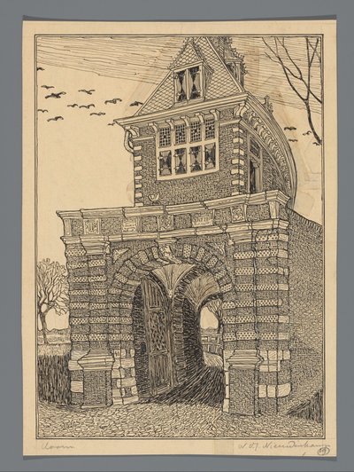 Oosterpoort w mieście Hoorn autorstwa Wijnand Otto Jan Nieuwenkamp (signed by artist)