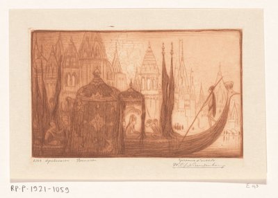 Statek wycieczkowy na Gangesie w Benares Żeglarstwo gry, Benares (oryginalny tytuł) autorstwa Wijnand Otto Jan Nieuwenkamp (signed by artist)