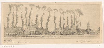 Rząd drzew za domami w Haarlemmermeer W Haarlemmermeer (tytuł oryginalny) autorstwa Wijnand Otto Jan Nieuwenkamp (signed by artist)