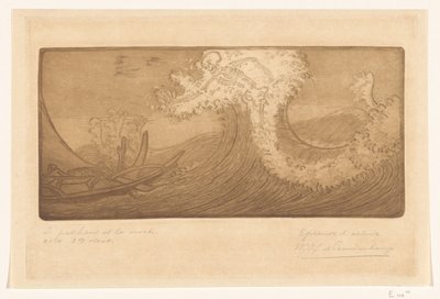 Rybacy na morzu i śmierci Podróżnik i śmierć (tytuł oryginalny) Le Pecheur et la Mort (tytuł na obiekcie) autorstwa Wijnand Otto Jan Nieuwenkamp (signed by artist)