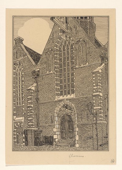 Zachodnia fasada Noorderkerk w Hoorn autorstwa Wijnand Otto Jan Nieuwenkamp (signed by artist)