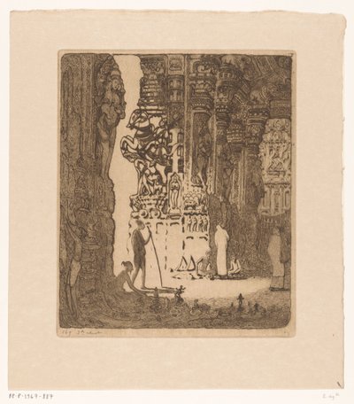 Rzeźbione kolumny na bazarze w Madurai Bazar, Madura (tytuł oryginalny) autorstwa Wijnand Otto Jan Nieuwenkamp