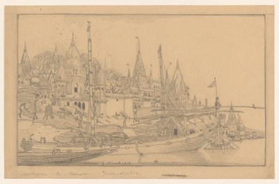 Brzeg rzeki ze statkami w Benares autorstwa Wijnand Otto Jan Nieuwenkamp