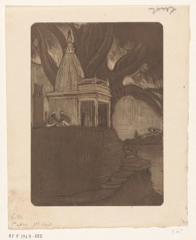 Świątynia w Benares nocą Zachód słońca, Benares (tytuł oryginalny) autorstwa Wijnand Otto Jan Nieuwenkamp