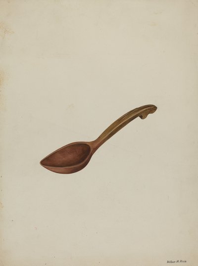 Łyżka drewniana owalna, ok. 1937. autorstwa Wilbur M Rice