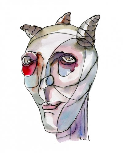 Abstrakcyjny portret z rogami autorstwa Wildemar Doomgriever