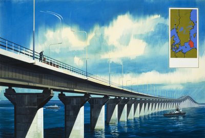 Most nad cieśniną Kalmar Sound autorstwa Wilf (20th century) Hardy