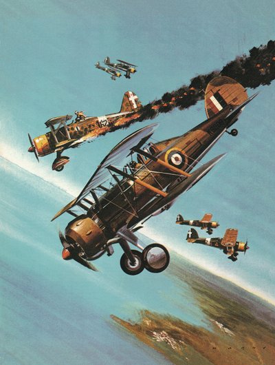 Słynne samoloty i ich piloci: Gloster Gladiator -- Squadron Leader Pattle autorstwa Wilf (20th century) Hardy
