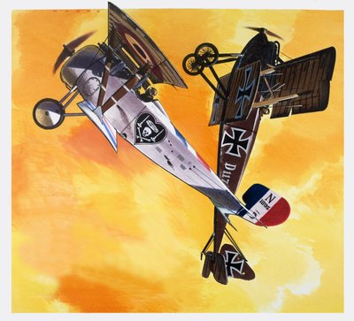 Walczący Francuz, z "Into the Blue" (gwasz na papierze) autorstwa Wilf (20th century) Hardy