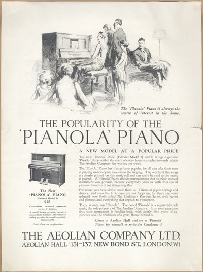 Eolska Firma Pianolas, lata 20. autorstwa Wilfred Fryer