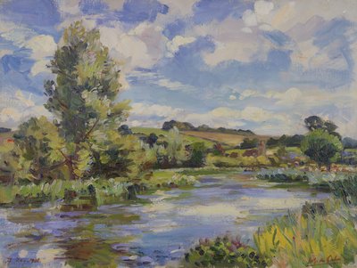Krajobraz rzeki oświetlonej słońcem autorstwa Wilfred Gabriel de Glehn