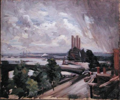 Battersea Bridge z Cheyne Walk, Chelsea (olej na płótnie) autorstwa Wilfred Gabriel de Glehn