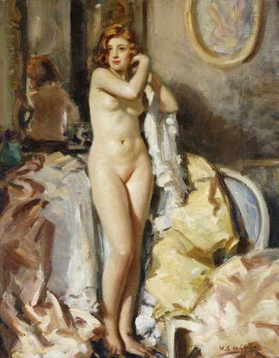 Stojąc przed lustrem, Ruda Głowa autorstwa Wilfred Gabriel de Glehn