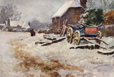 Scena zimowa (kolorowa litografia) autorstwa Wilfrid Williams Ball