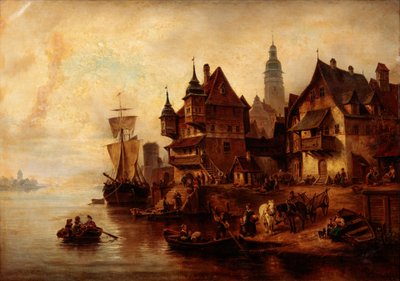 Wiejska scena na nabrzeżu autorstwa Williama Alexandra Meyerheima autorstwa Wilhelm Alexander Meyerheim