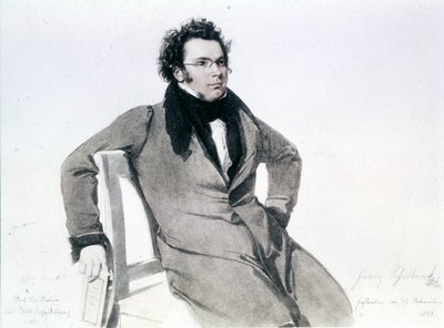 Franz Schubert (1797 - 1828), akwarela Augusta Reidera autorstwa Wilhelm August Rieder