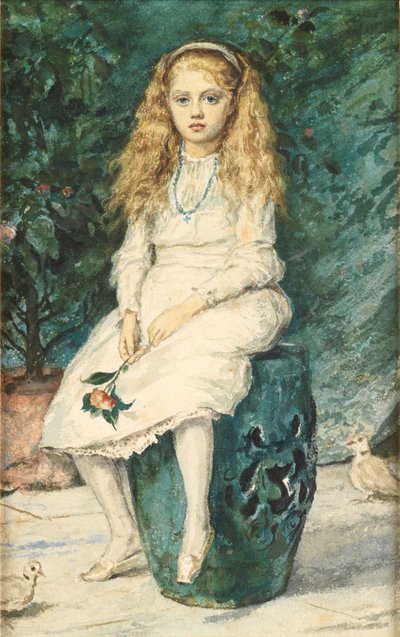 Portret Niny Lehmann, lat 9, wg Millais (wc i ołówek na papierze) autorstwa Wilhelm Auguste Rudolf Lehmann