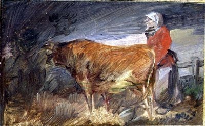 Kobieta i krowa w krajobrazie autorstwa Wilhelm Busch