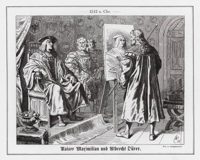 Albrecht Durer malujący portret cesarza rzymskiego Maksymiliana I autorstwa Wilhelm Camphausen