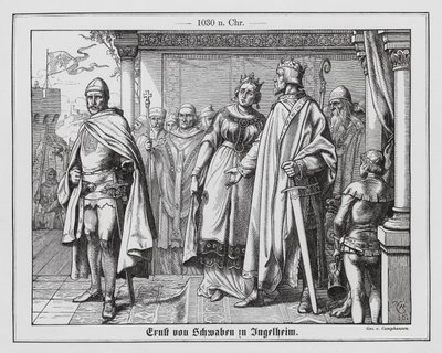 Ernest II, książę Szwabii, przed cesarzem rzymskim Konradem II w Ingelheim, Niemcy autorstwa Wilhelm Camphausen