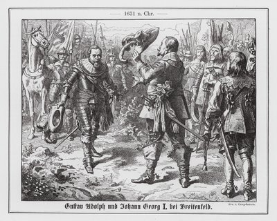 Gustaw Adolf, król Szwecji, i Jan Jerzy I, elektor Saksonii, przed pierwszą bitwą pod Breitenfeld autorstwa Wilhelm Camphausen