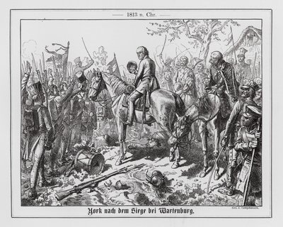 Zwycięstwo pruskiego generała Ludwiga von Yorcka w bitwie pod Wartenburgiem autorstwa Wilhelm Camphausen