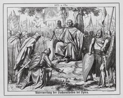 Poddanie się książąt saskich cesarzowi rzymskiemu Henrykowi IV w Spirze autorstwa Wilhelm Camphausen