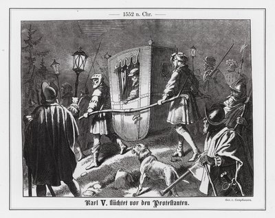 Święty Cesarz Rzymski Karol V uciekający przed protestantami autorstwa Wilhelm Camphausen