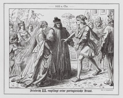 Święty Cesarz Rzymski Fryderyk III wita swoją narzeczoną, Eleonorę Portugalską autorstwa Wilhelm Camphausen