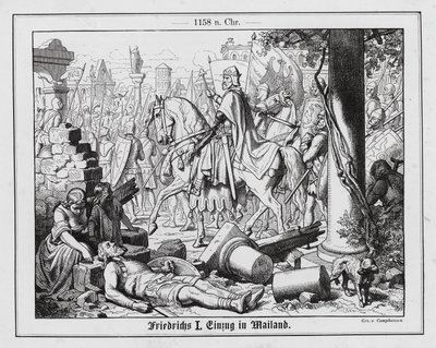 Święty Cesarz Rzymski Fryderyk I wjeżdża do Mediolanu autorstwa Wilhelm Camphausen