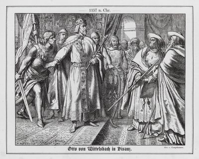 Cesarz rzymski Fryderyk I powstrzymujący Ottona z Wittelsbach przed atakiem na legata papieskiego w Besancon autorstwa Wilhelm Camphausen